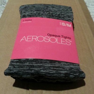 Aerosoles Women Opaque Thights Black/ Grey-Black Tights Size S/M  2 Pairs